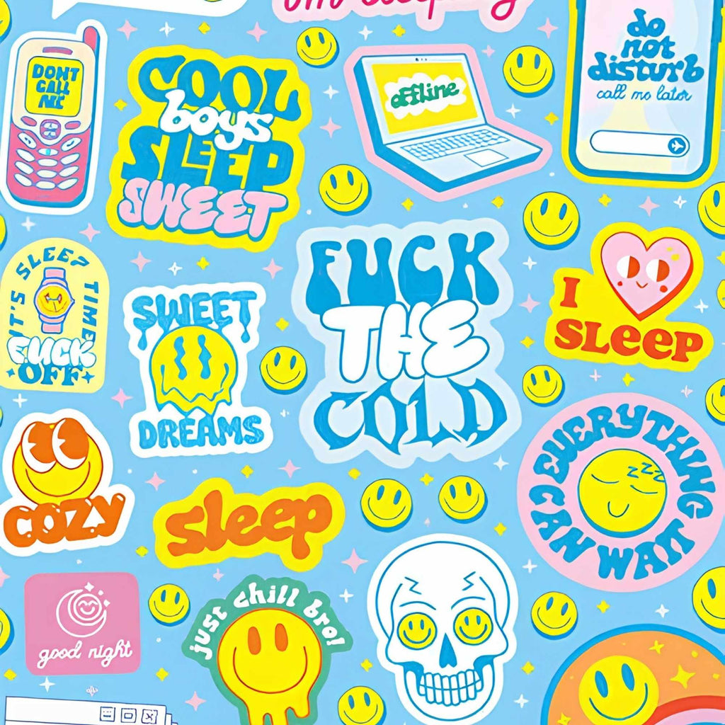 Sleepy Aesthetic Print Plush Fleece Throw Blanket