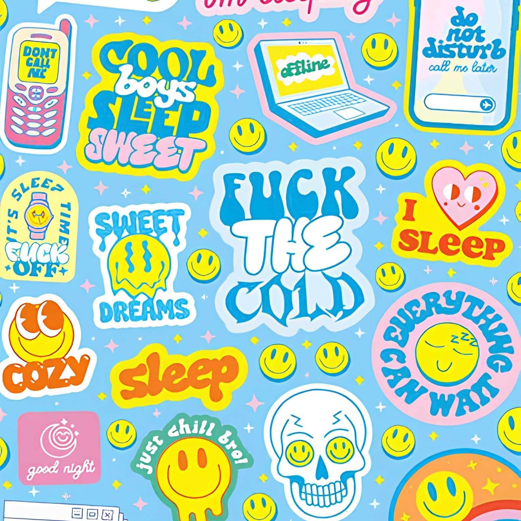 Sleepy Aesthetic Print Plush Fleece Throw Blanket