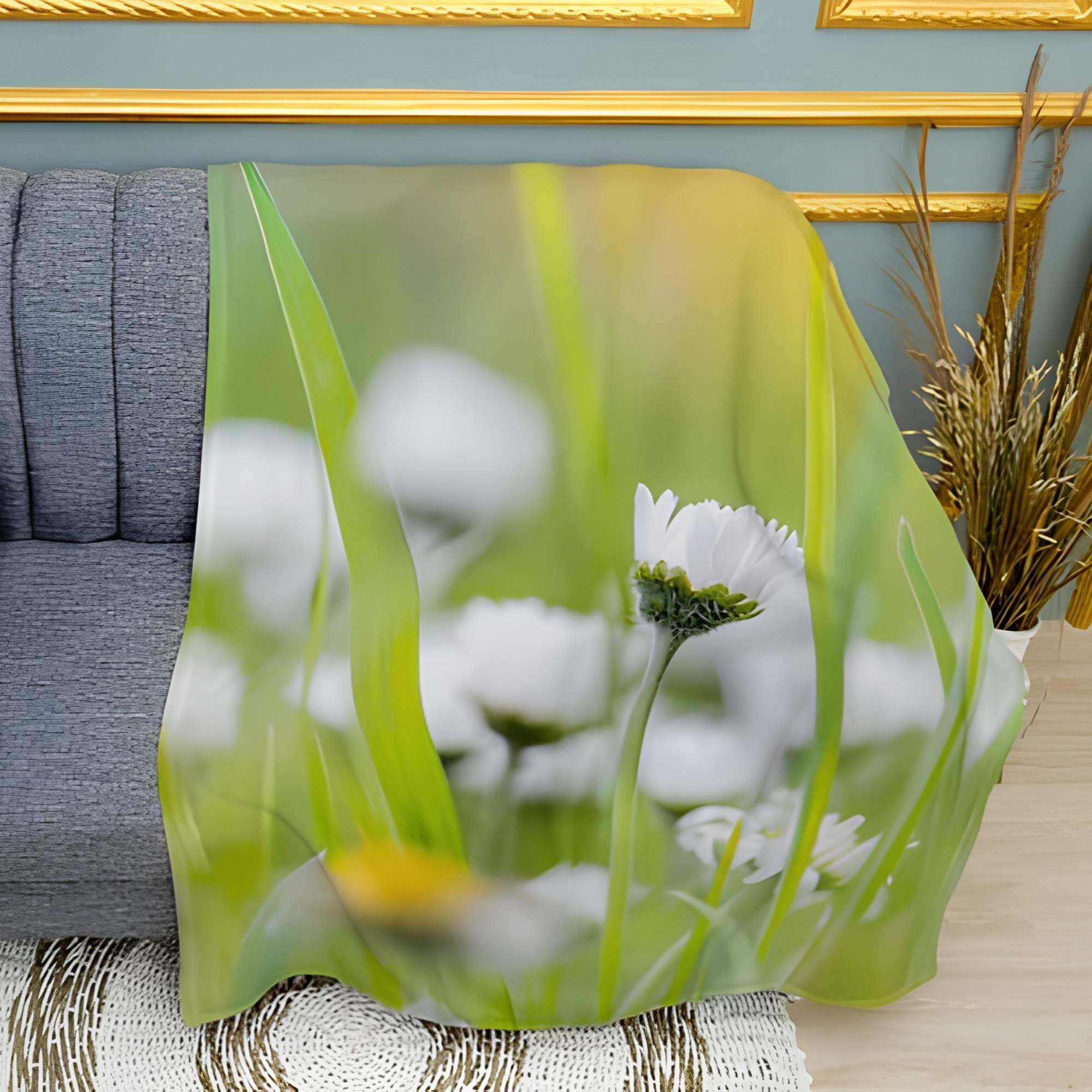 Small White Flowers Print Plush Fleece Throw Blanket