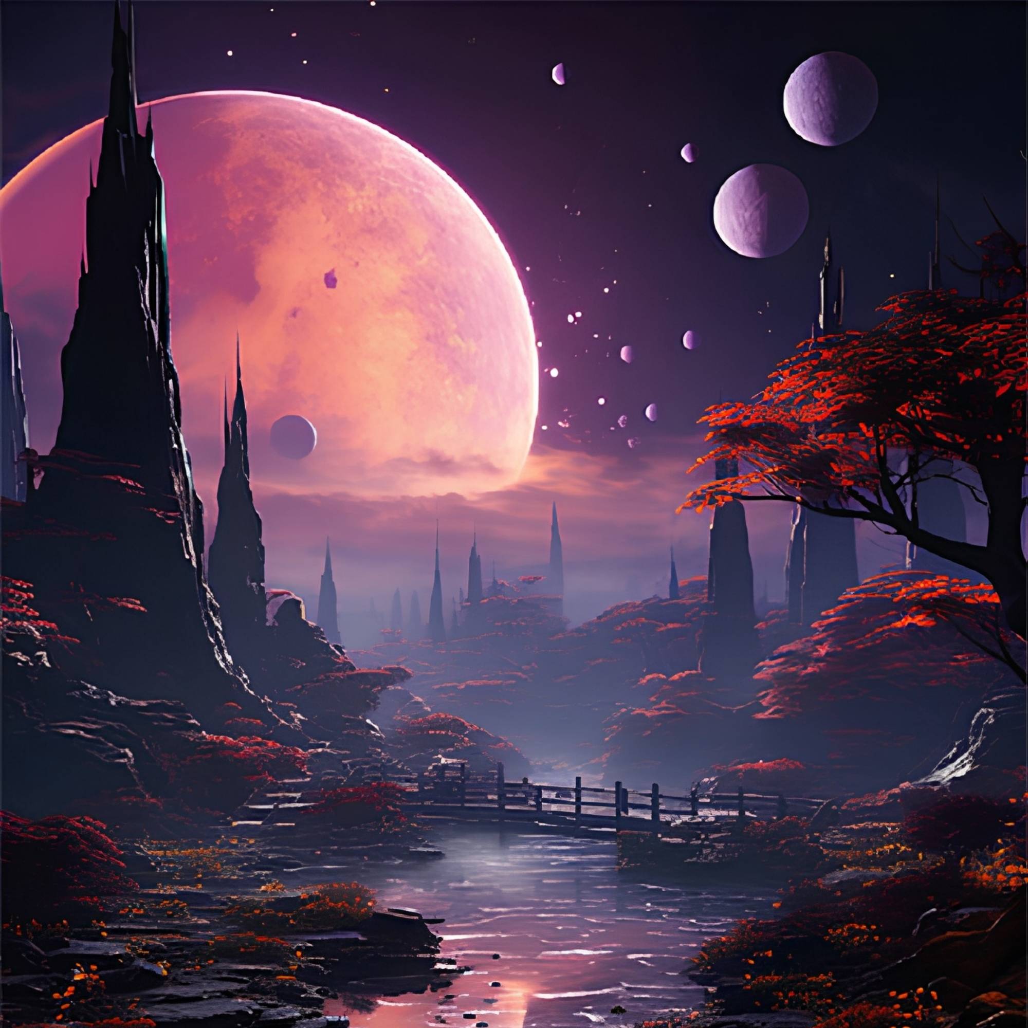 Space Landscape Print Plush Fleece Throw Blanket