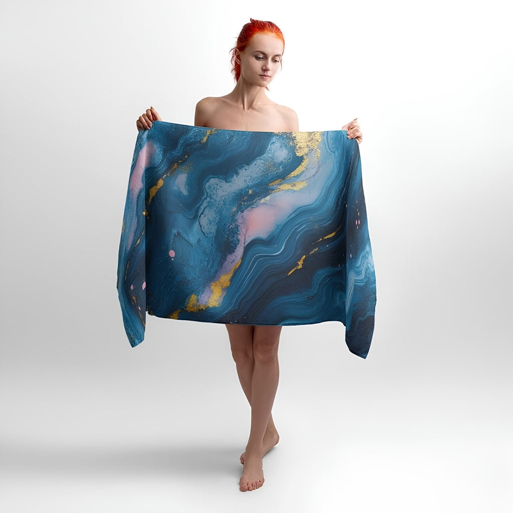 Space Wave Print - Soft Cotton Terry Bath & Beach Towel