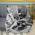 Stair Labyrinth Optical Print Plush Fleece Throw Blanket