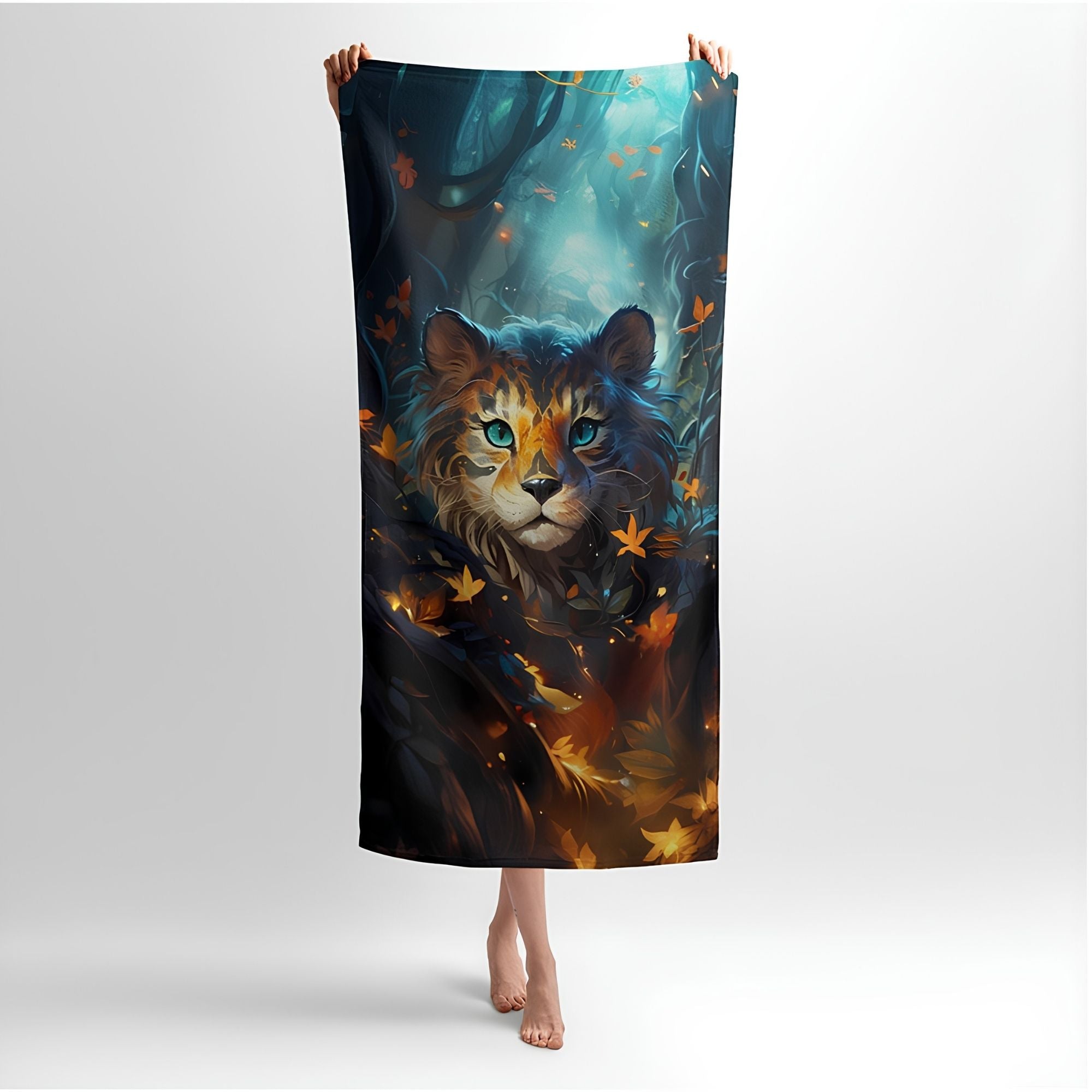 Tiger Fairytale Forest Print - Soft Cotton Terry Bath & Beach Towel