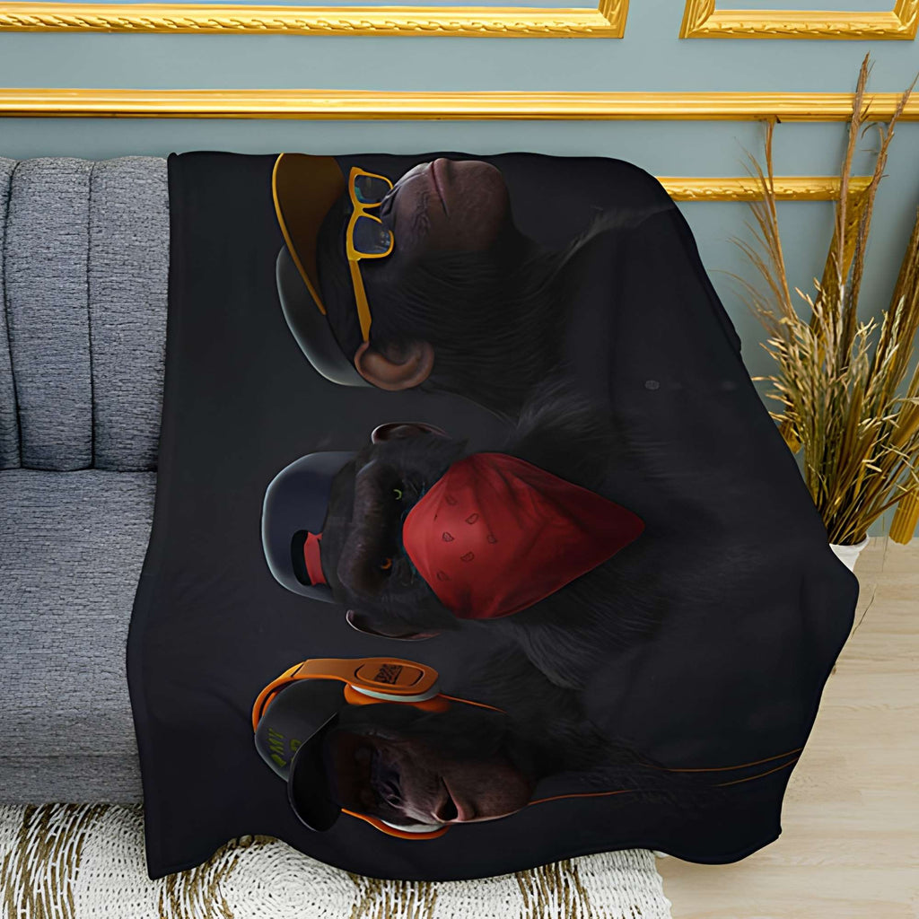 Trendy Monkeys Print Plush Fleece Throw Blanket