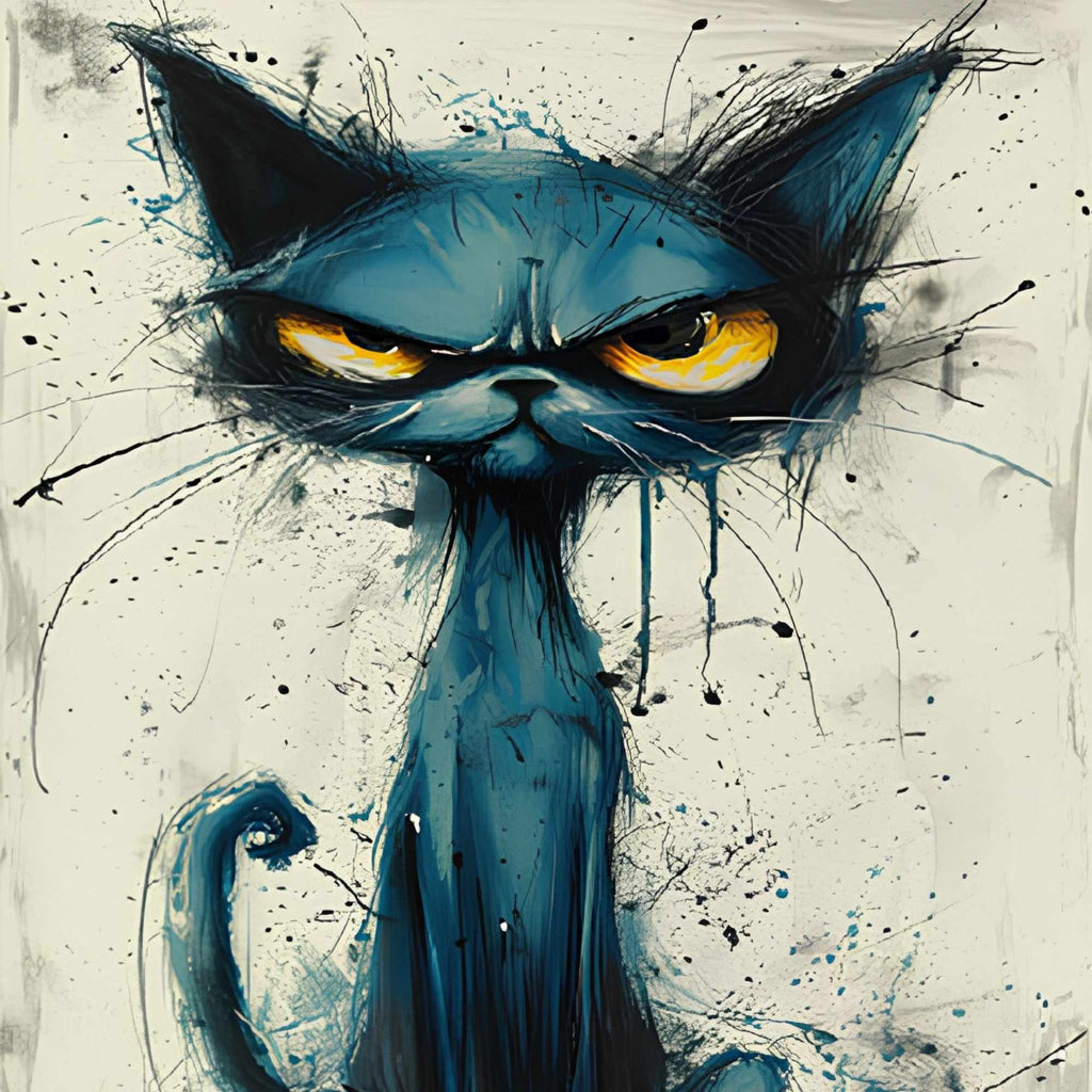Unhappy Cat Print Plush Fleece Throw Blanket