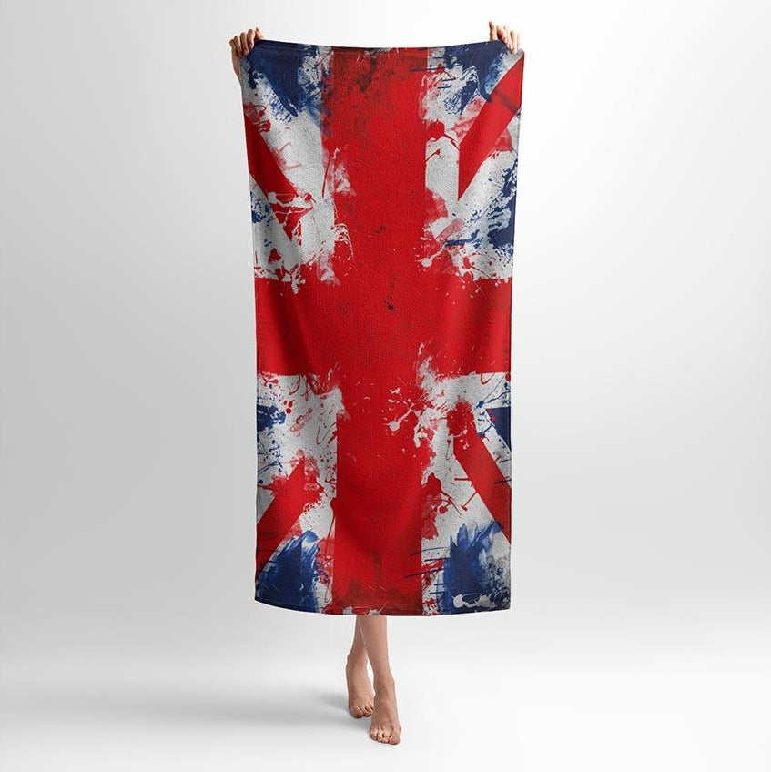Union Jack British Flag Microfiber Cotton Blend Beach and Gym Towel