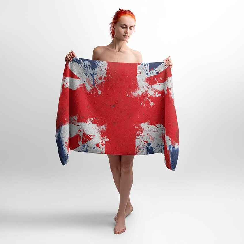 Union Jack British Flag Microfiber Cotton Blend Beach and Gym Towel