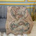 Vintage World Map Print Plush Fleece Throw Blanket