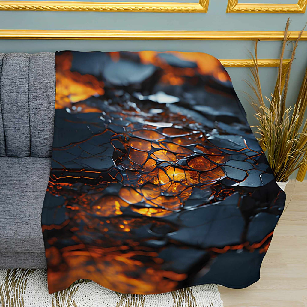 Volcanic Magma Flow Print Plush Fleece Throw Blanket