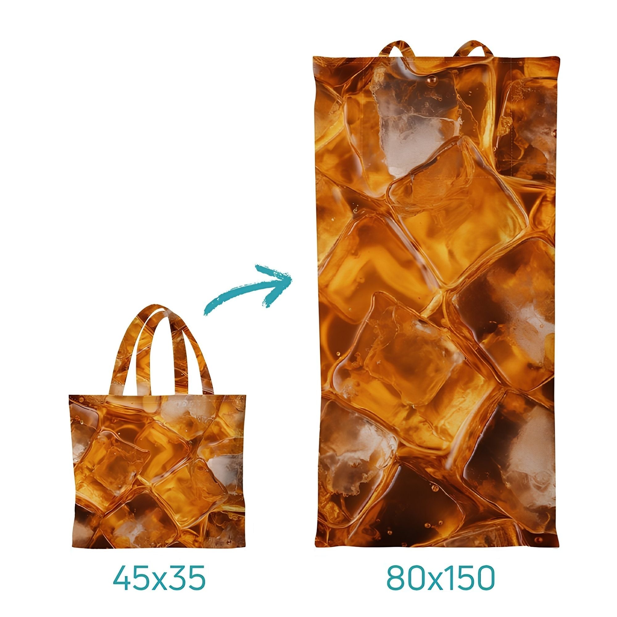 Whiskey with Ice 2-in-1 Beach Towel Tote Bag