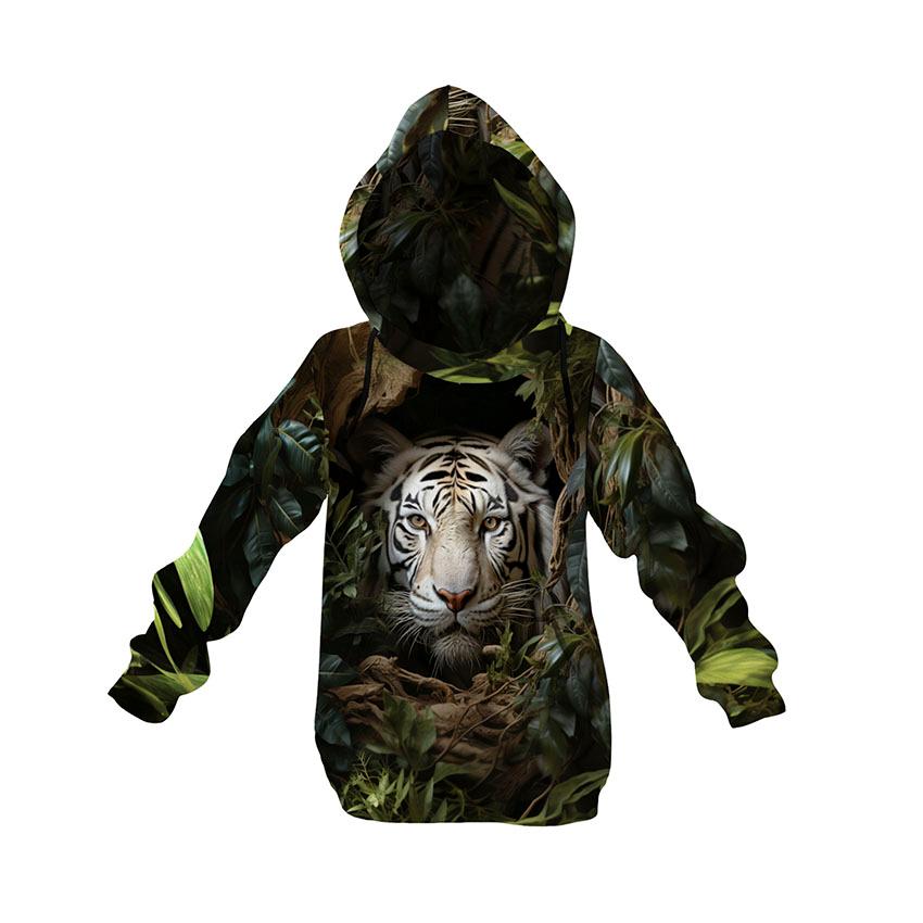 White Tiger Kids Graphic Pullover Hoodie