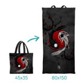 Yin and Yang Japanese Motif 2-in-1 Beach Towel Tote Bag