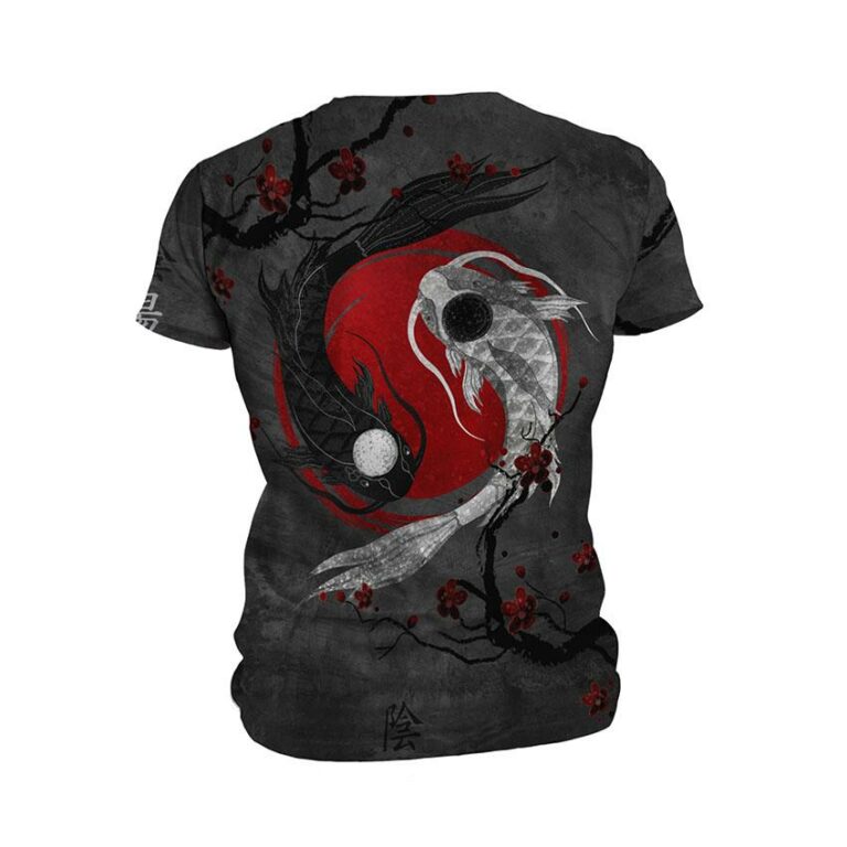 Yin and Yang Japanese Motif Men's Athletic Graphic T-Shirt