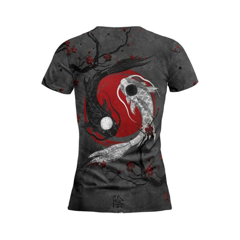 Yin and Yang Japanese Motif Women's Athletic Print T-Shirt