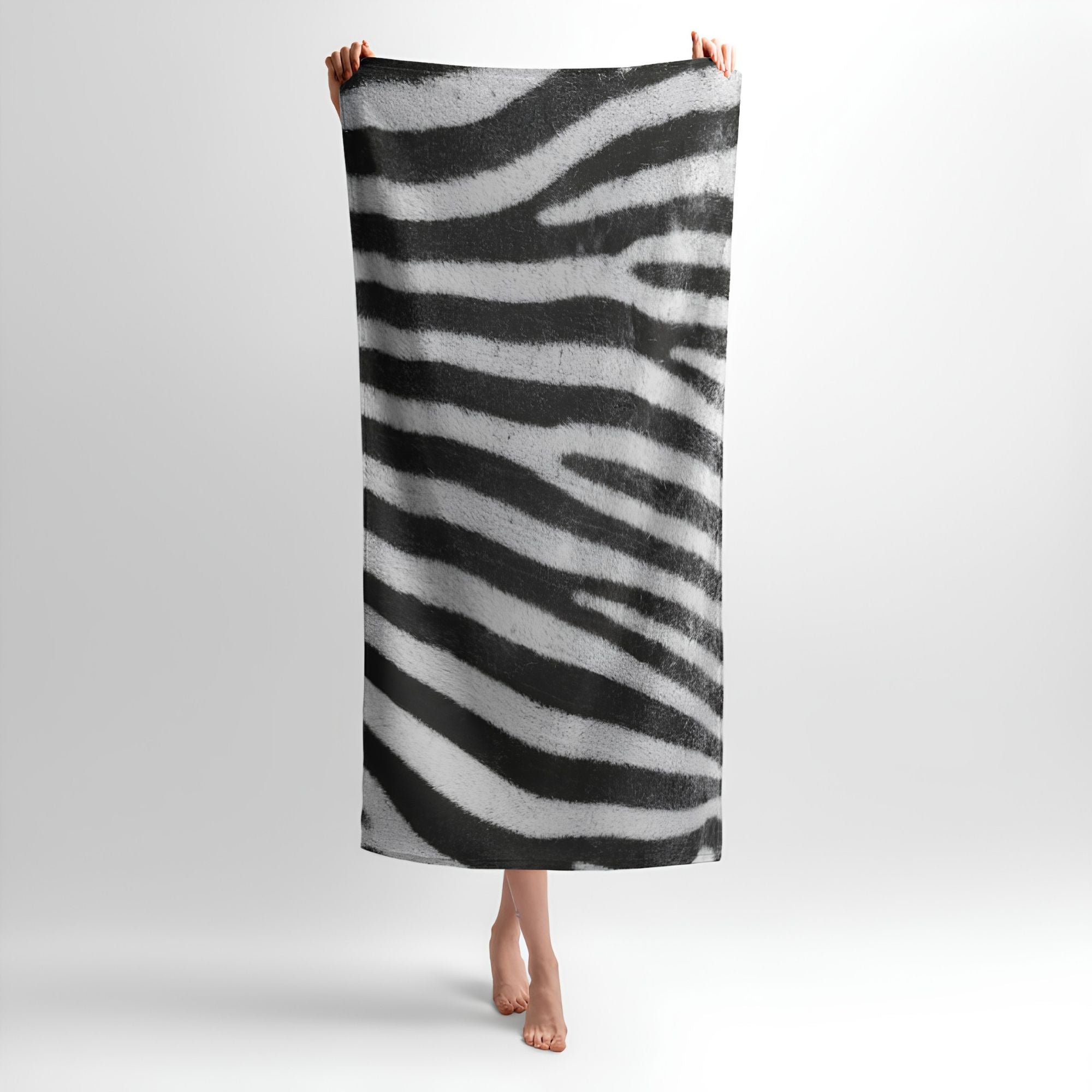 Zebra Pattern Print Towel - Soft Cotton Terry Bath & Beach Towel