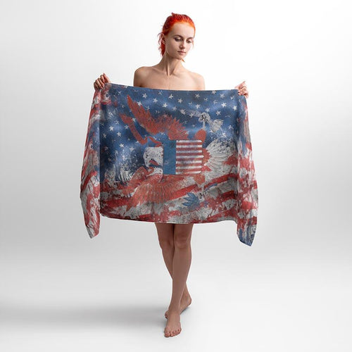 Toalla de playa con bandera de águila americana, hoja de baño de algodón con águila calva patriótica de EE. UU.