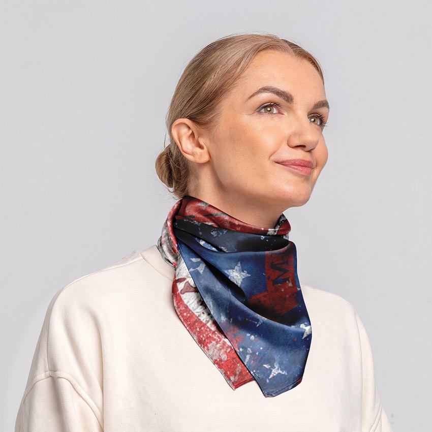 American Flag Bald Eagle Silk Neck Scarf Patriotic Square Headscarf