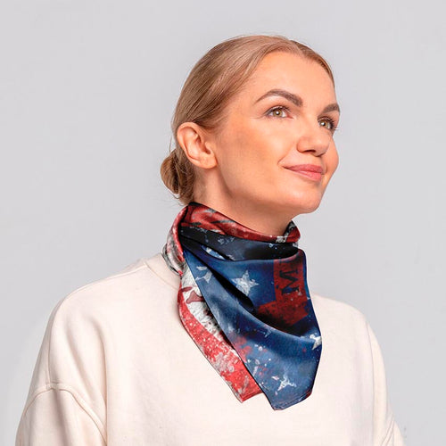 American Flag Bald Eagle Silk Neck Scarf Patriotic Square Headscarf