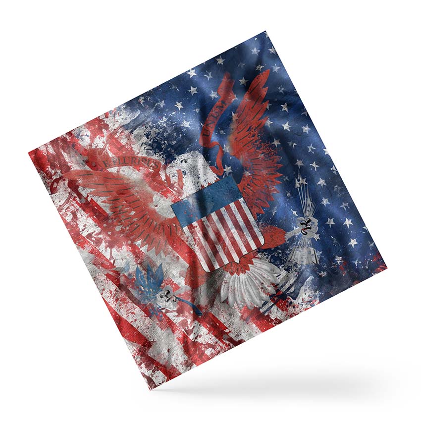 American Flag Bald Eagle Silk Neck Scarf Patriotic Square Headscarf