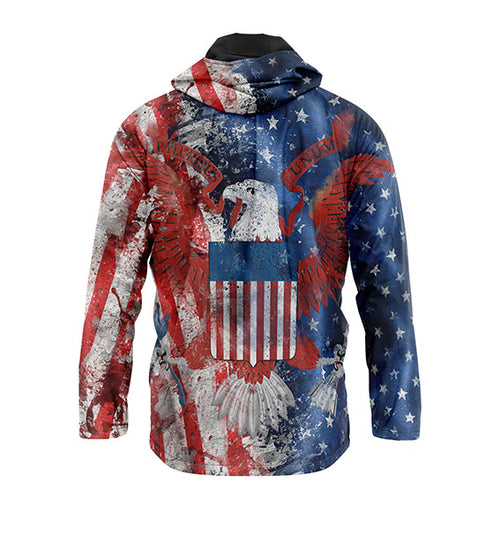 American Flag Graphic Windbreaker Lightweight Hooded Outerwear