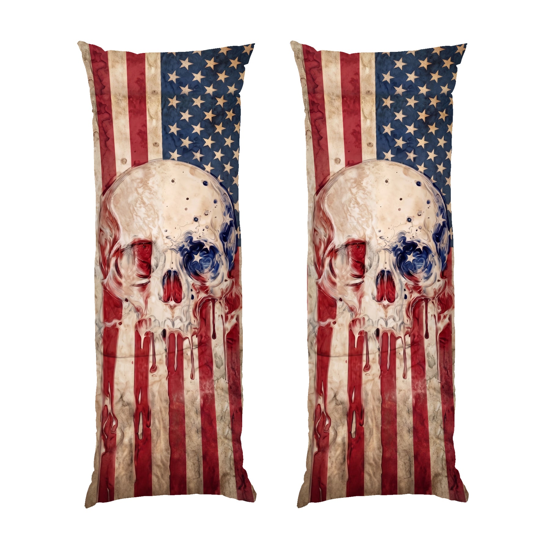 American Flag Skull Dakimakura Body Pillow with USA Patriot Design