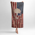 American Flag Skull Beach Towel Patriotic USA Graphic Bath Sheet
