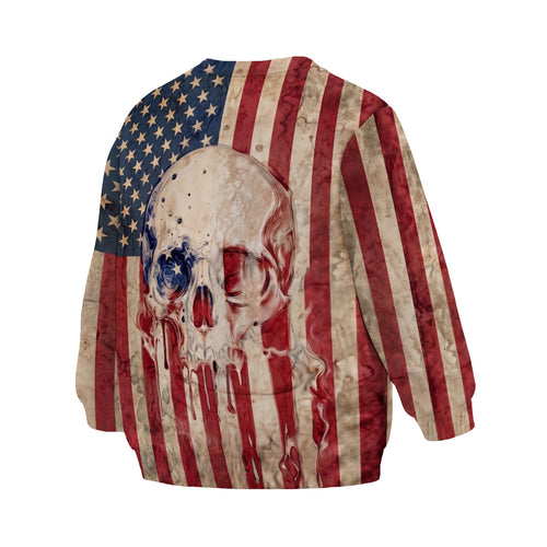 American Skull Kids Fleece Sweatshirt Graphic Pullover