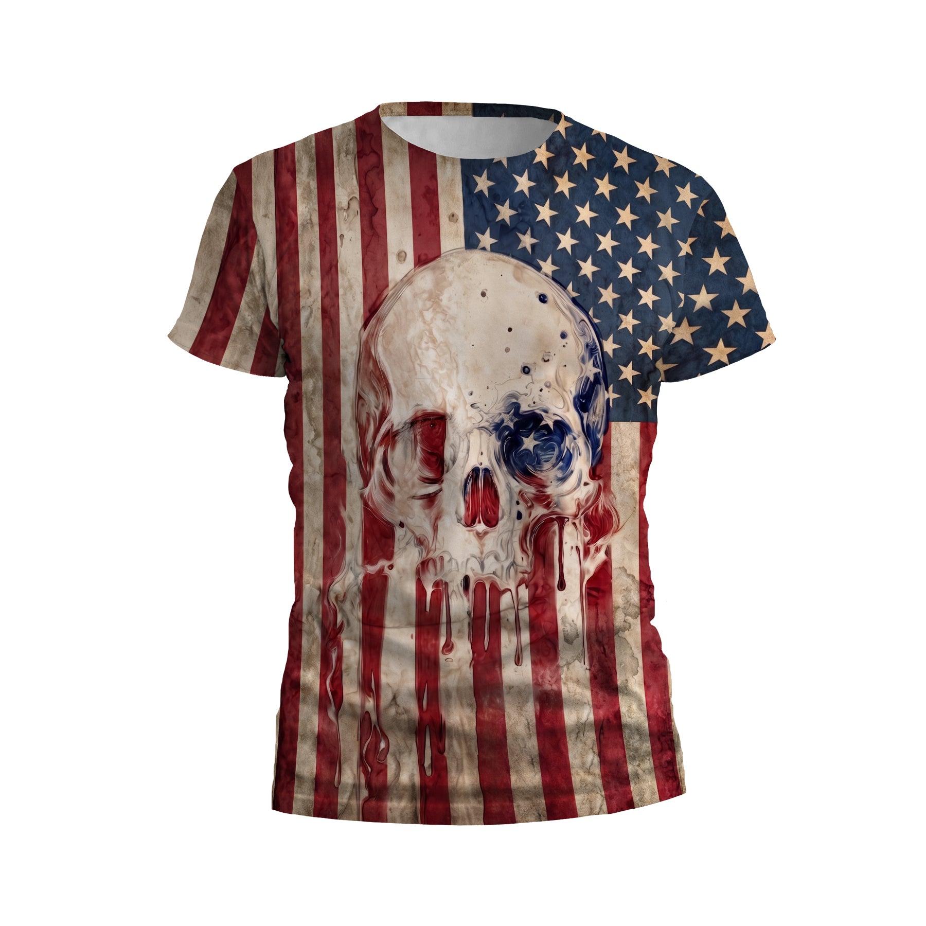 American Skull Graphic Athletic T-Shirt for Men High Performance Workout Tee