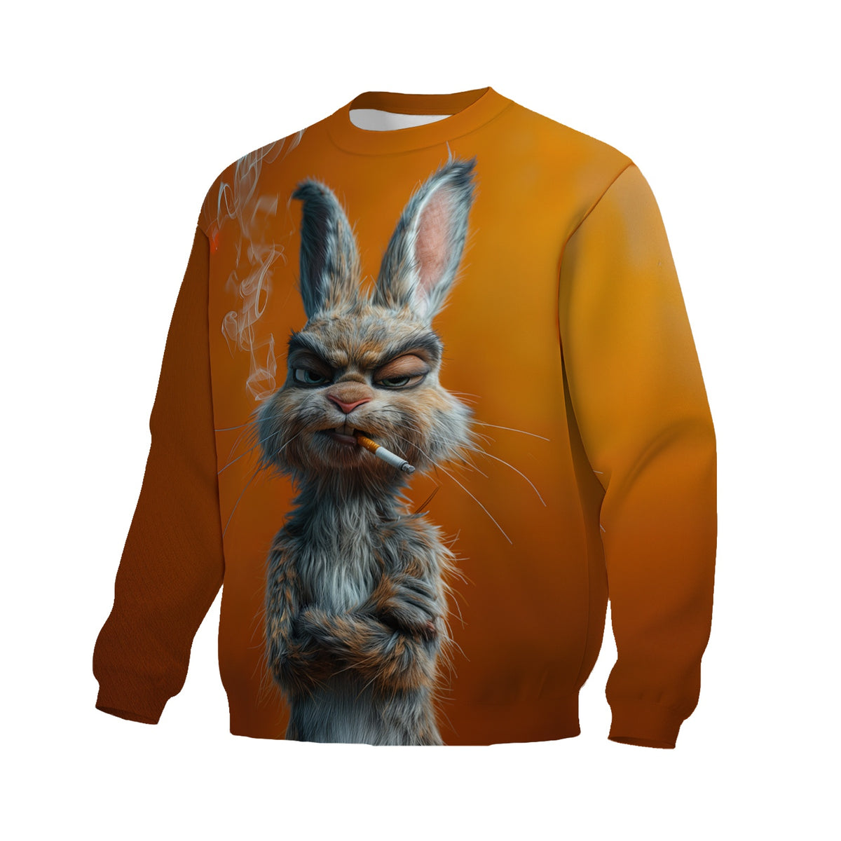 Orangefarbenes Sweatshirt mit Angry-Bunny-Grafikprint