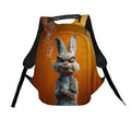 Angry Bunny Graphic Print Urban Backpack with Graphic Rabbit Design
