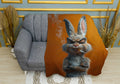 Angry Bunny Plüsch-Wohndecke mit grafischem Hasen-Print