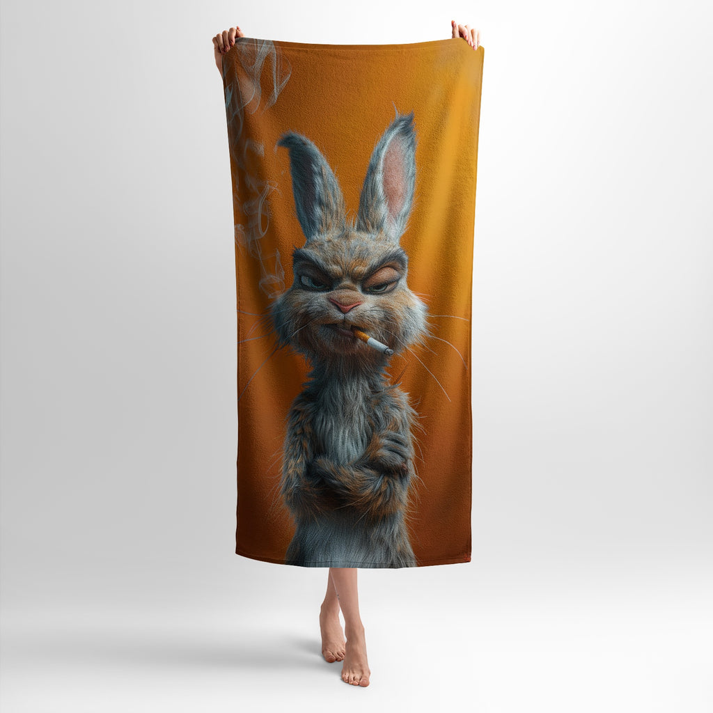 Angry Bunny Graphic Print Towel