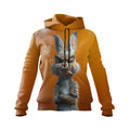 Angry Bunny Graphic Women's Hoodie Orange Streetwear Sweatshirt