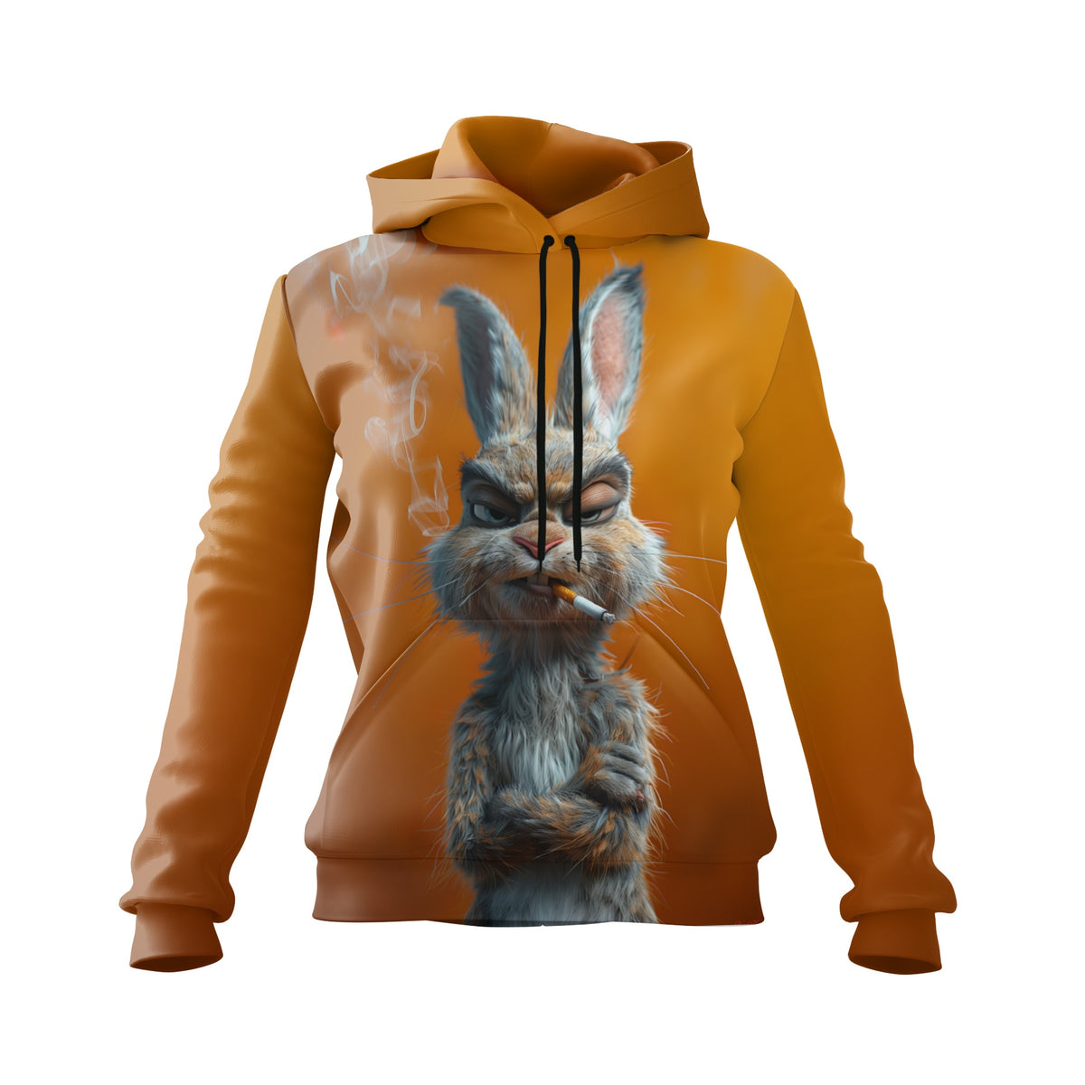 Angry Bunny Grafik Damen-Kapuzenpullover Orange Streetwear Sweatshirt
