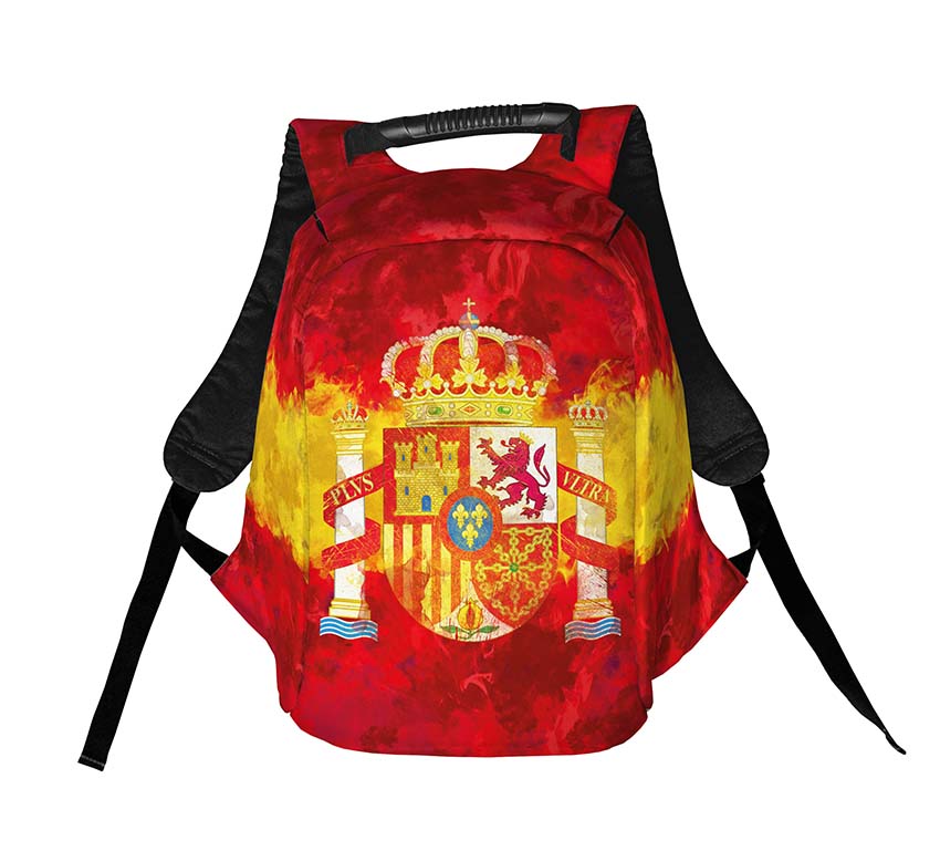 Mochila Antirrobo para Portátil, Estampado del Escudo de Armas de España, Bolsa de Viaje Urbana