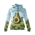 Avocado Cat Graphic Women's Fleece Pullover Hoodie