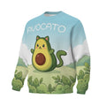 Sweatshirt mit Avocado-Katzen-Print, niedlicher Pullover mit Tiermotiv