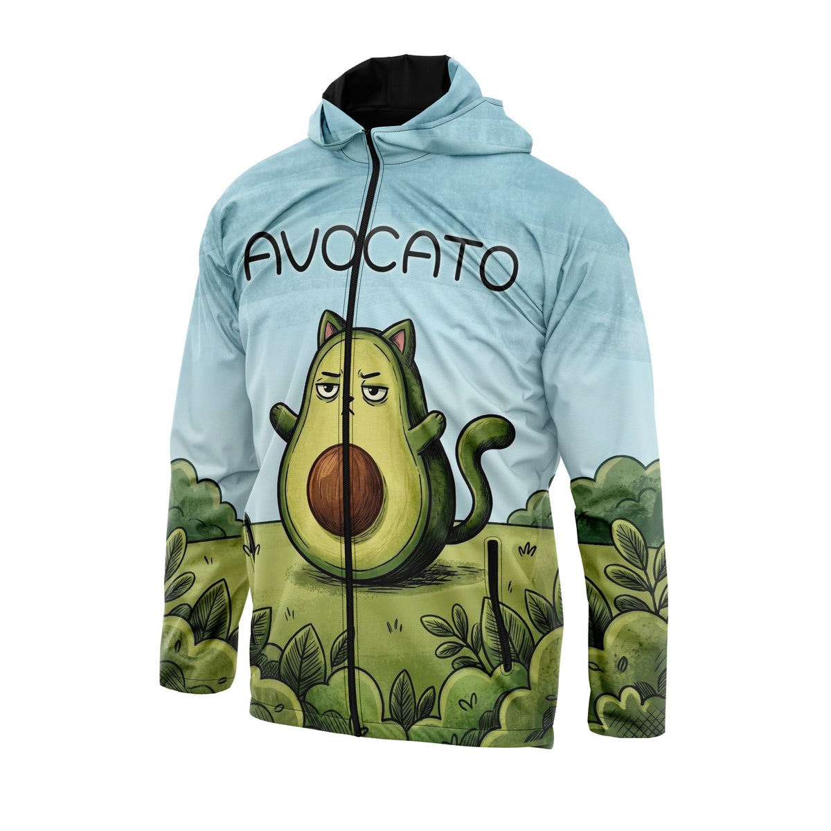 Avocato Katzen-Grafik-Windbreaker-Jacke