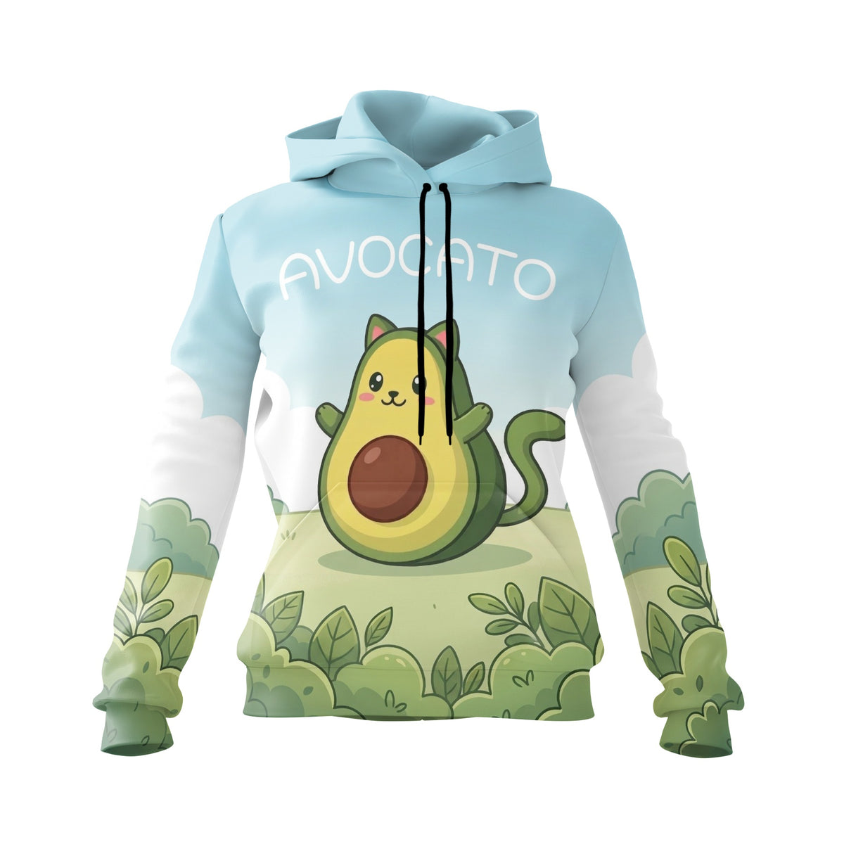 Avocato Katzen-Grafik Damen-Fleece-Kapuzenpullover
