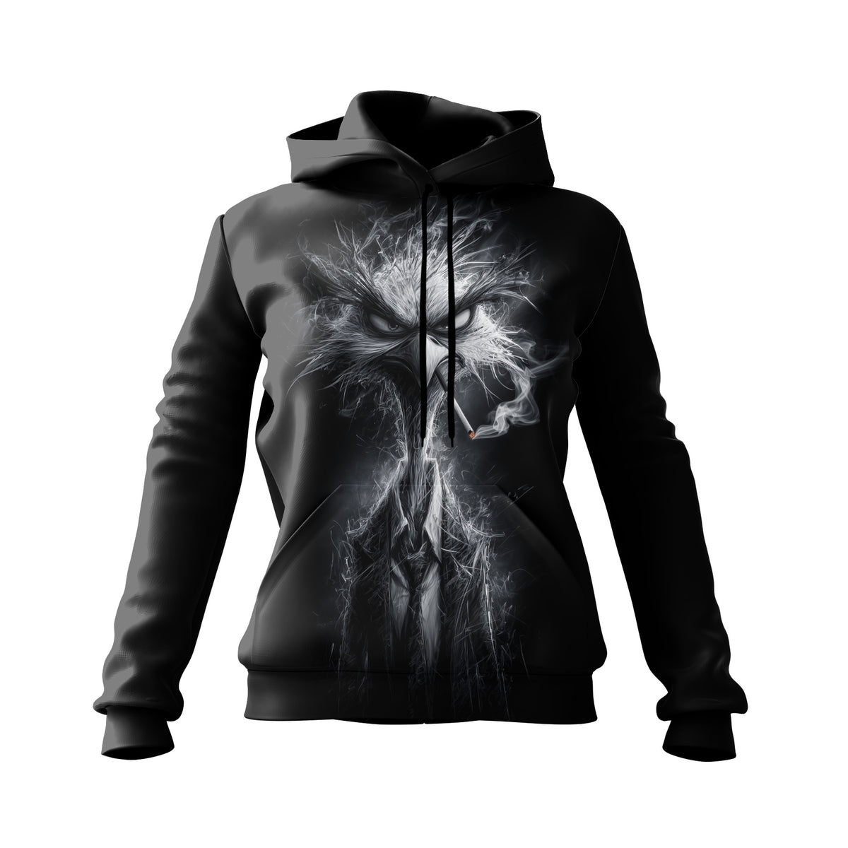 Schwarzer Adler-Grafik-Hoodie für Damen