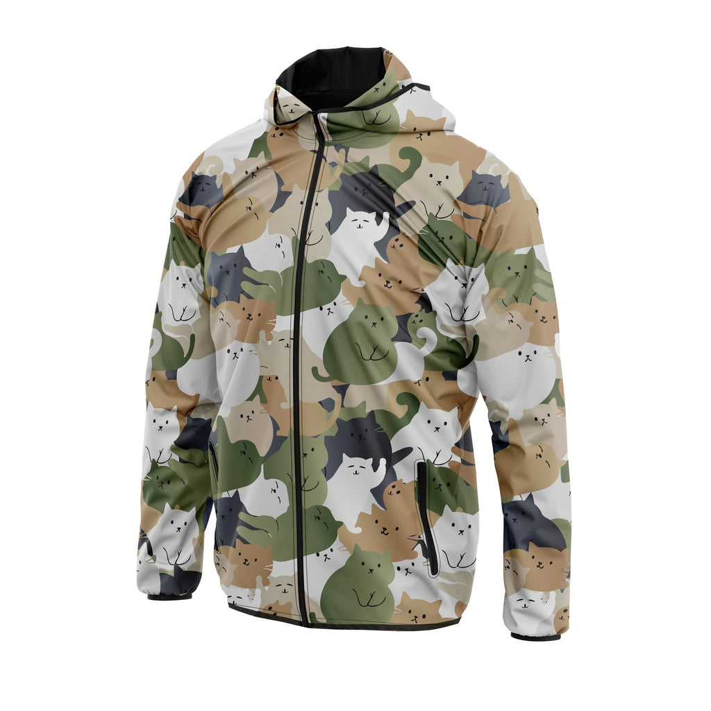 Leichte Sport-Windjacke mit Katzen-Camouflage-Muster