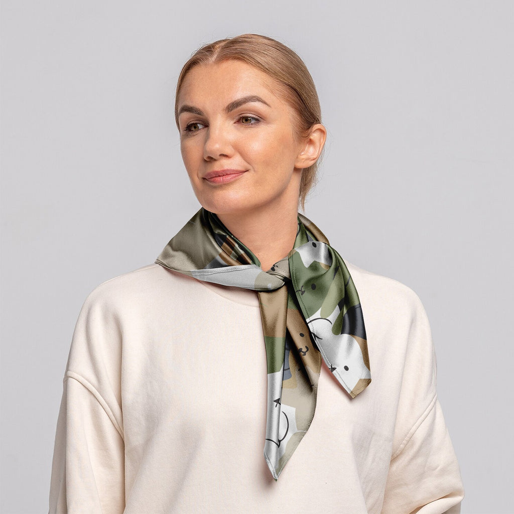 Cat Camouflage Print Square Scarf