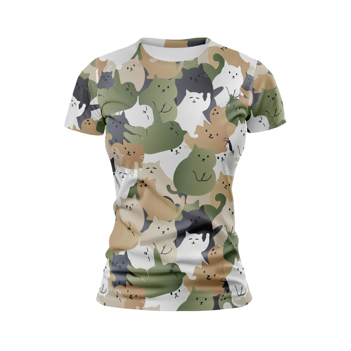 Damen-T-Shirt mit Katzen-Camouflage-Motiv