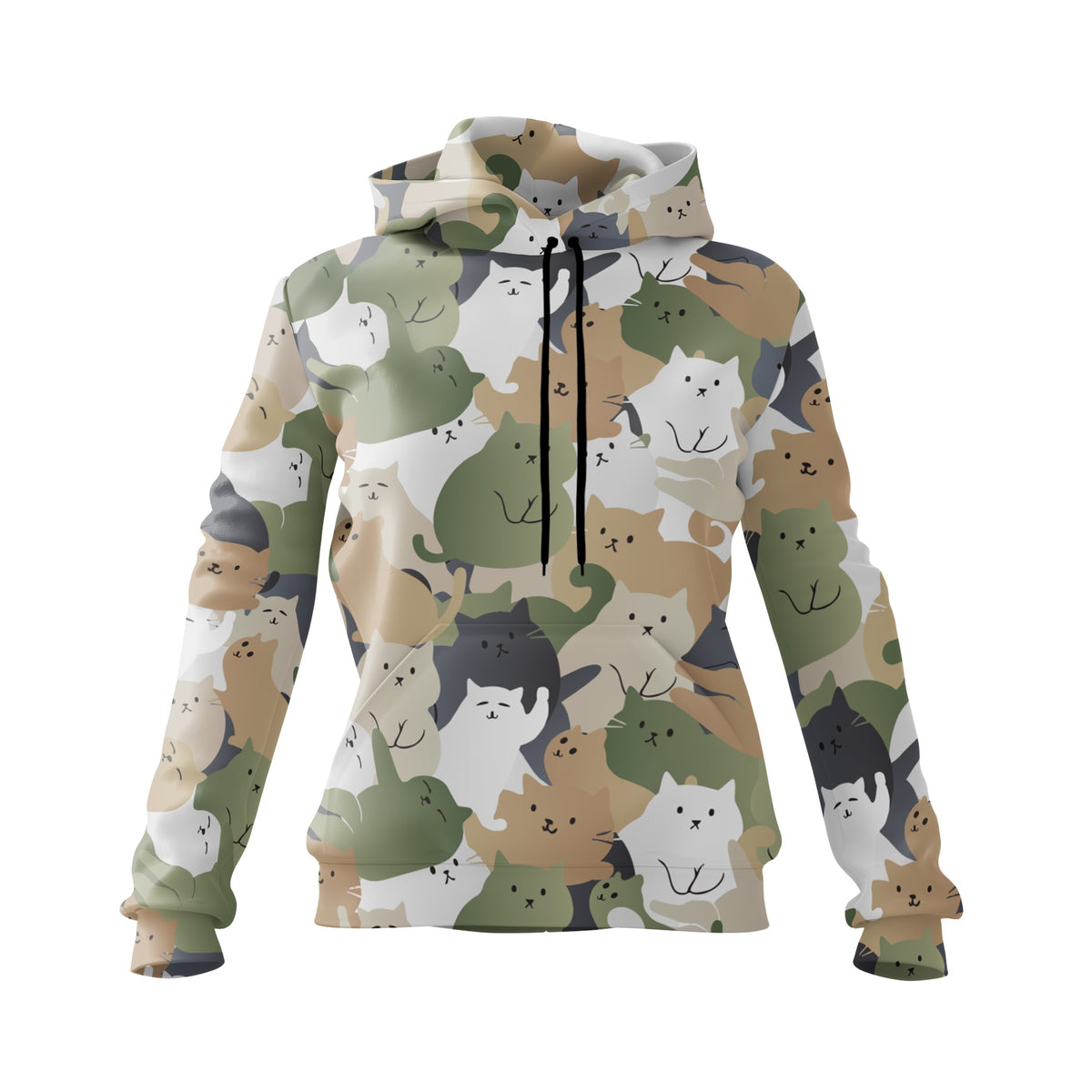 Damen-Kapuzenpullover mit Katzen-Tarnmuster