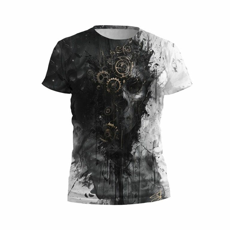 Steampunk Skull Art Men's Athletic Graphic T-Shirt