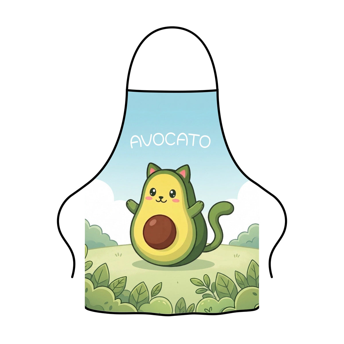 Niedliche Katzen-Avocado-Küchenschürze zum Kochen und Backen