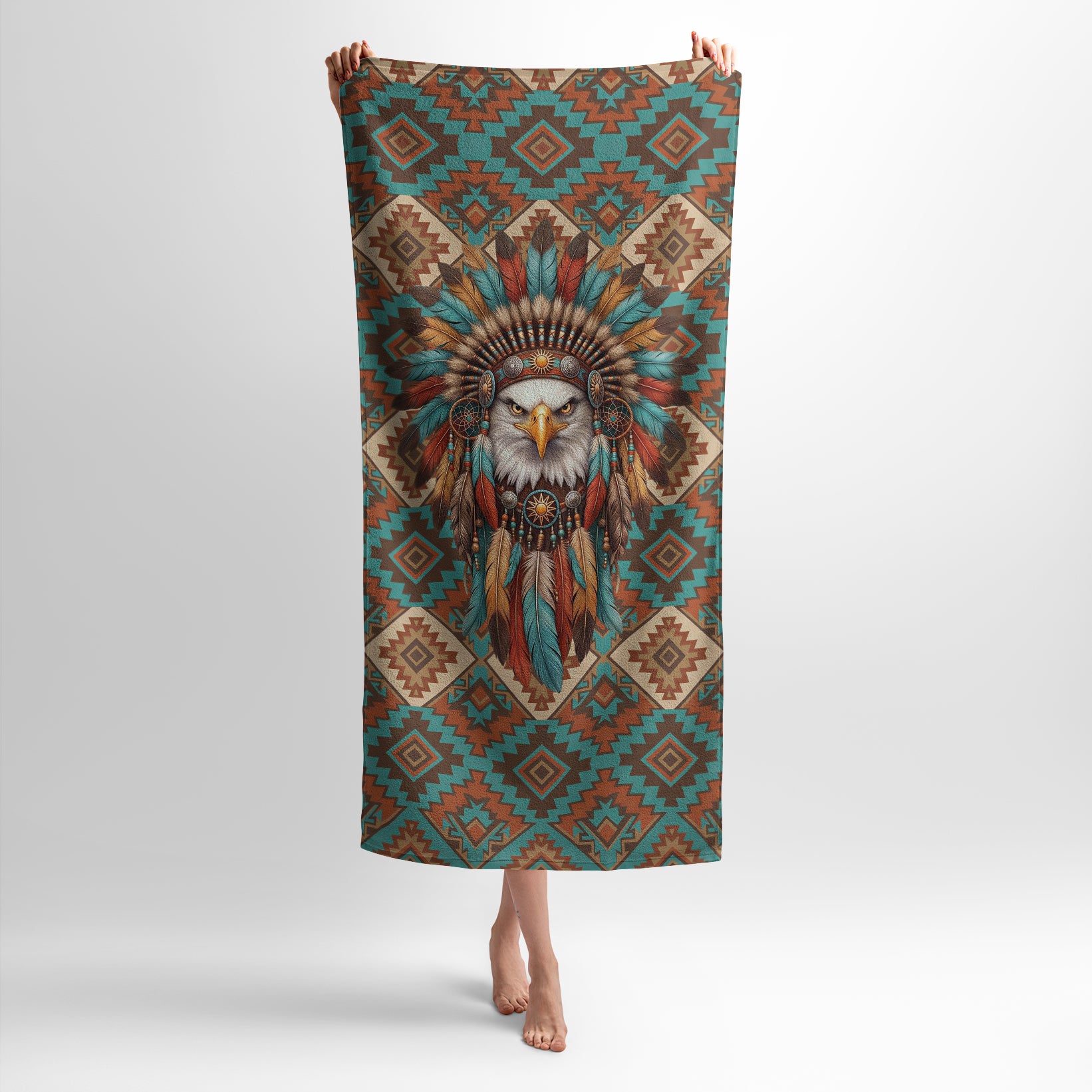 Native American Eagle Leader Double-Layer Plush Towel