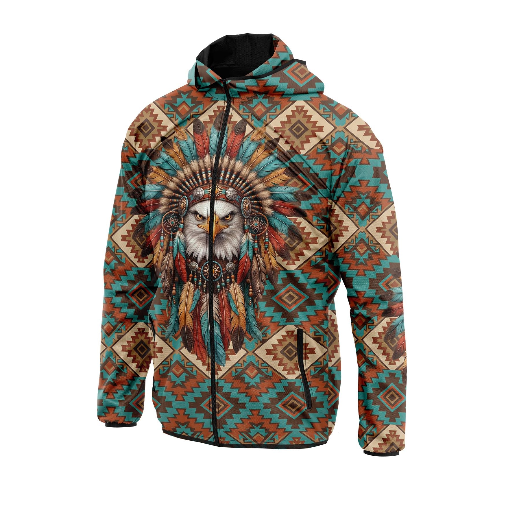Eagle Leader Native American Tribal Art Windbreaker Jacket