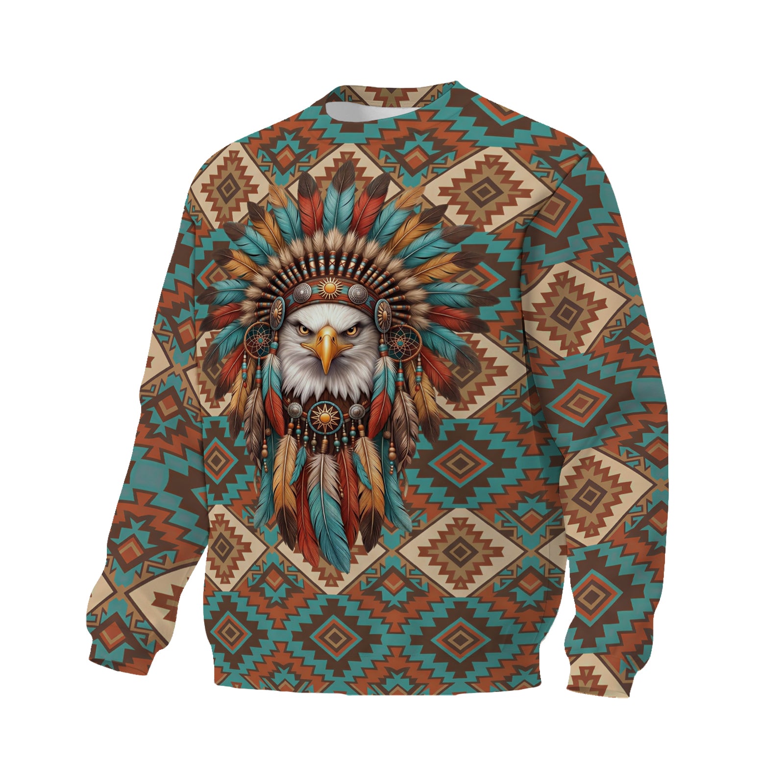 Eagle Leader Native American Tribal Chief Print Fleece Sweatshirt