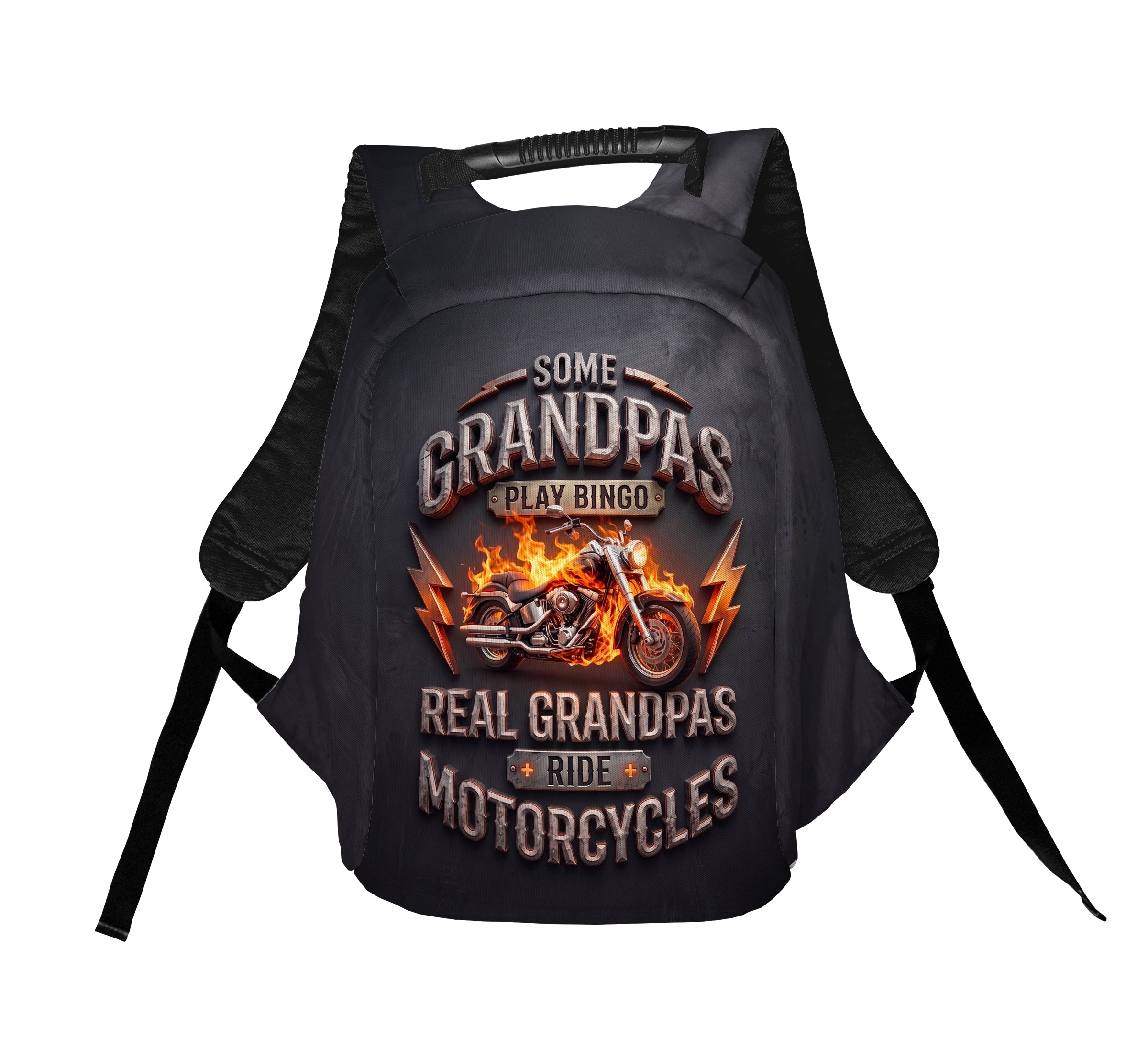 Fire Motorcycle Graphic Anti-Theft Laptop Backpack for Commuters